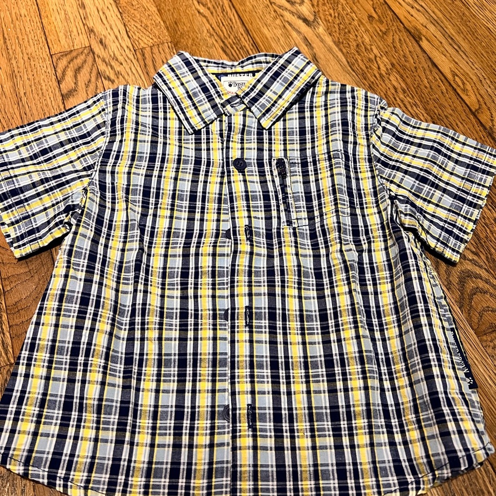 Vintage Buster Brown Blue and Yellow Plaid Button Down Shirt